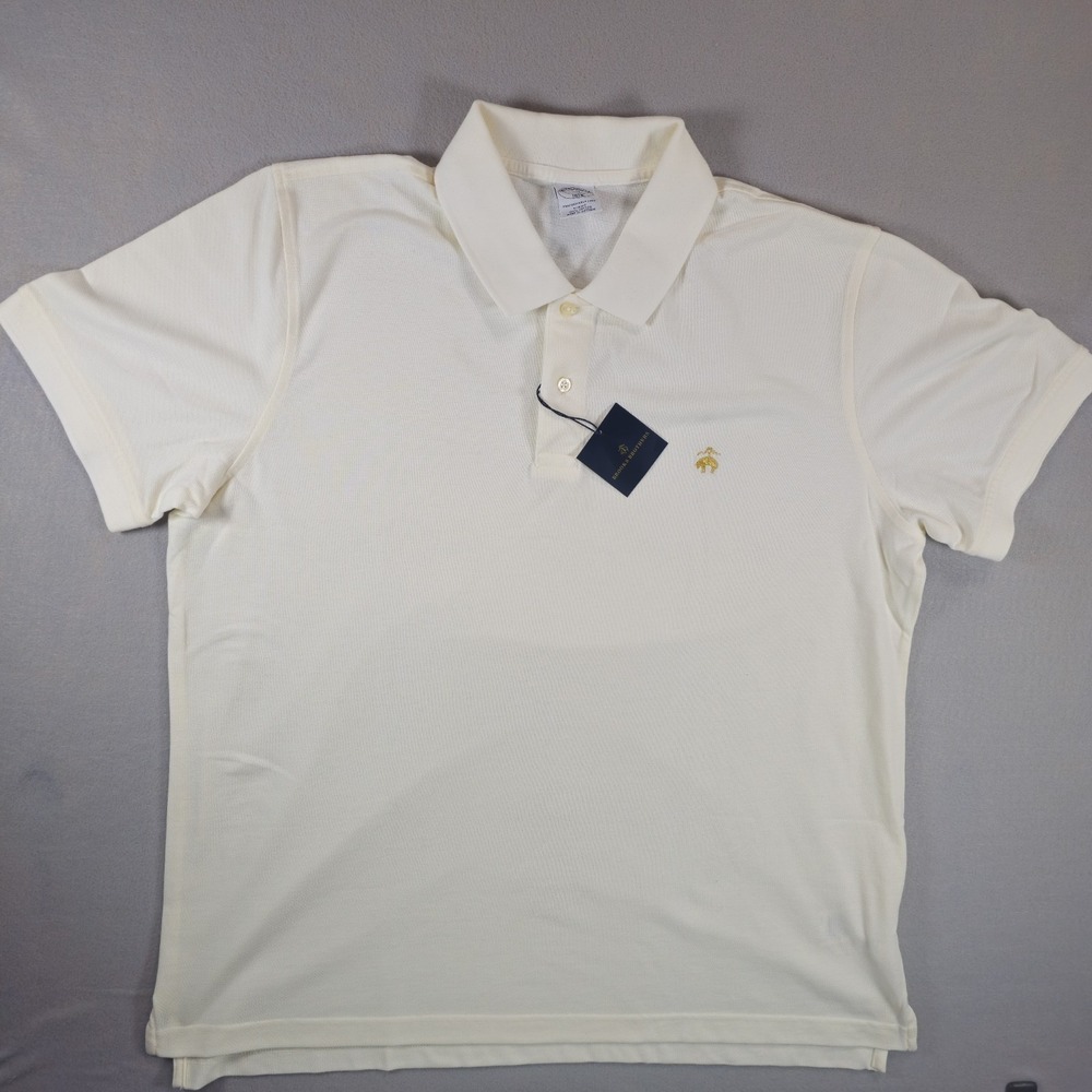 Brooks Brothers 1818 Golden Fleece Polo Shirt Mens XXL Ivory Slim Fit NWT Cotton